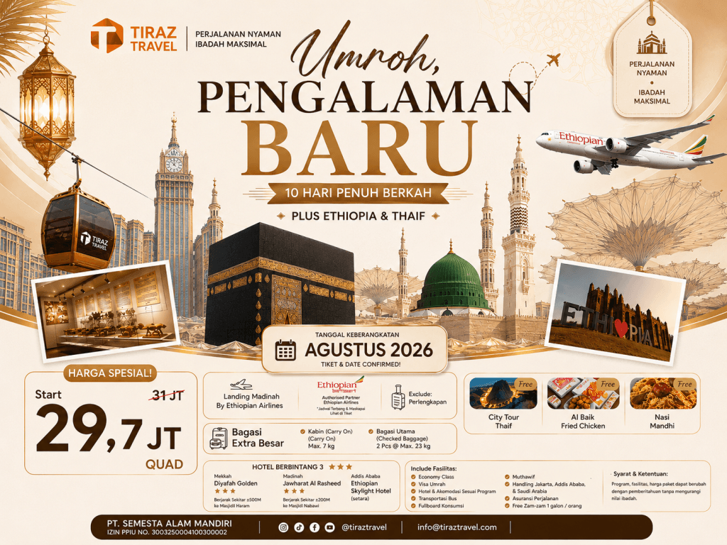 Paket Umroh + Ethiopia Hadirkan Umroh Keluarga Pemula dengan Fasilitas Nyaman